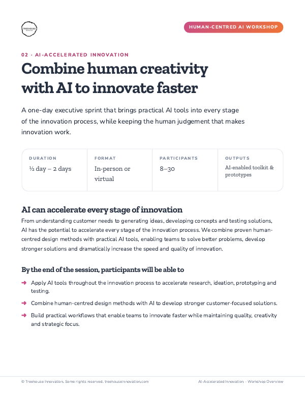 First page of the AI-Accelerated Innovation workshop overview PDF
