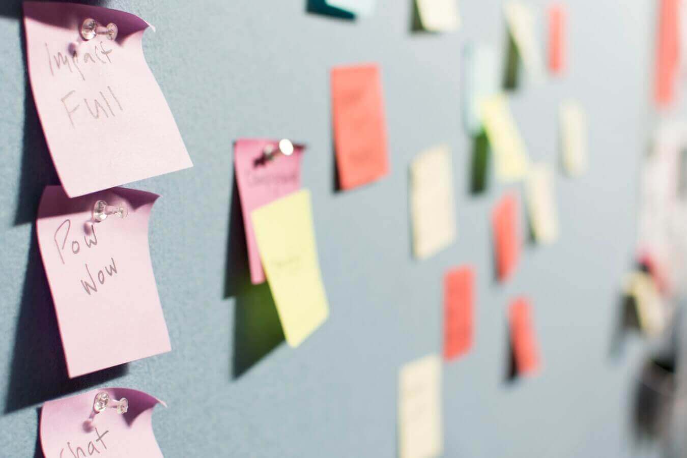 Post it notes on board